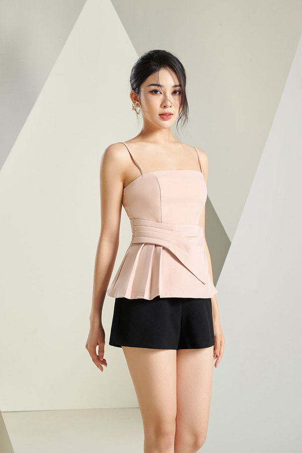 Dionne Pleat Origami Top in Nude Rose