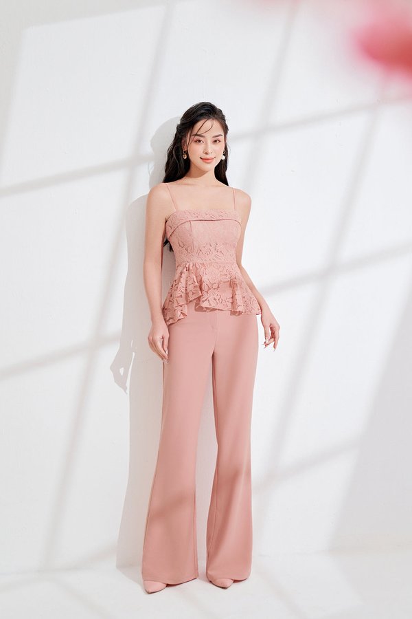 Verity Slim Fit Flared Pant in Nude Pink