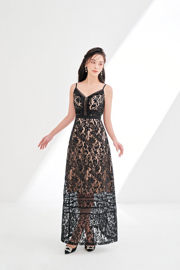 Imogen Lace Maxi Dress in Classic Black