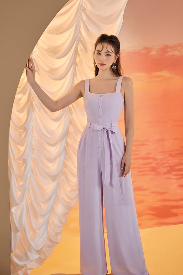 Lena Seashell Buttoned Jumpsuit in Lavender