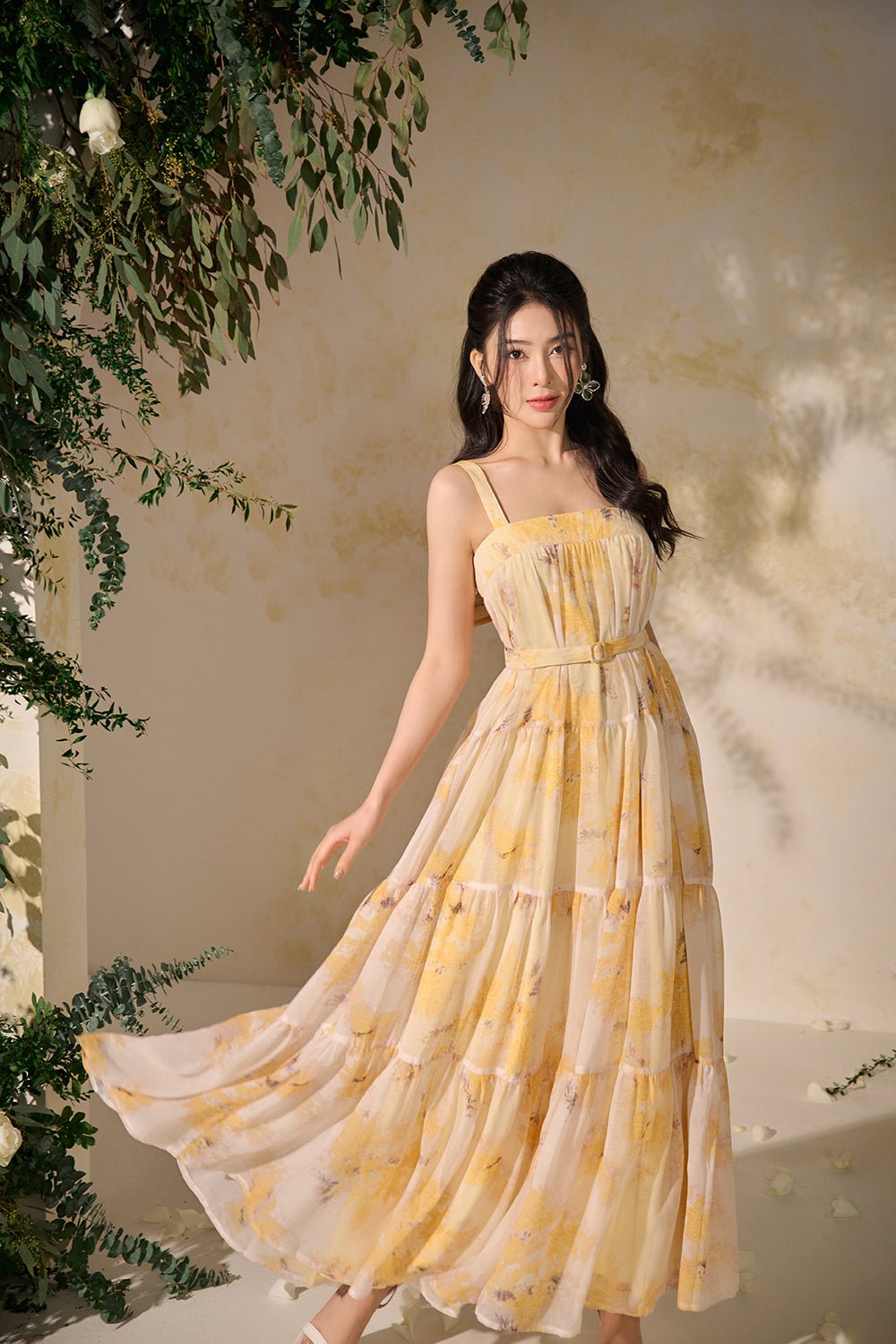 Amelie 3-Way Maxi Dress in White & Blue Broderie Anglaise