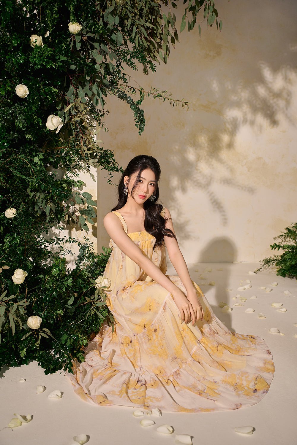 Amelie 3-Way Maxi Dress in Golden Yellow Flowers