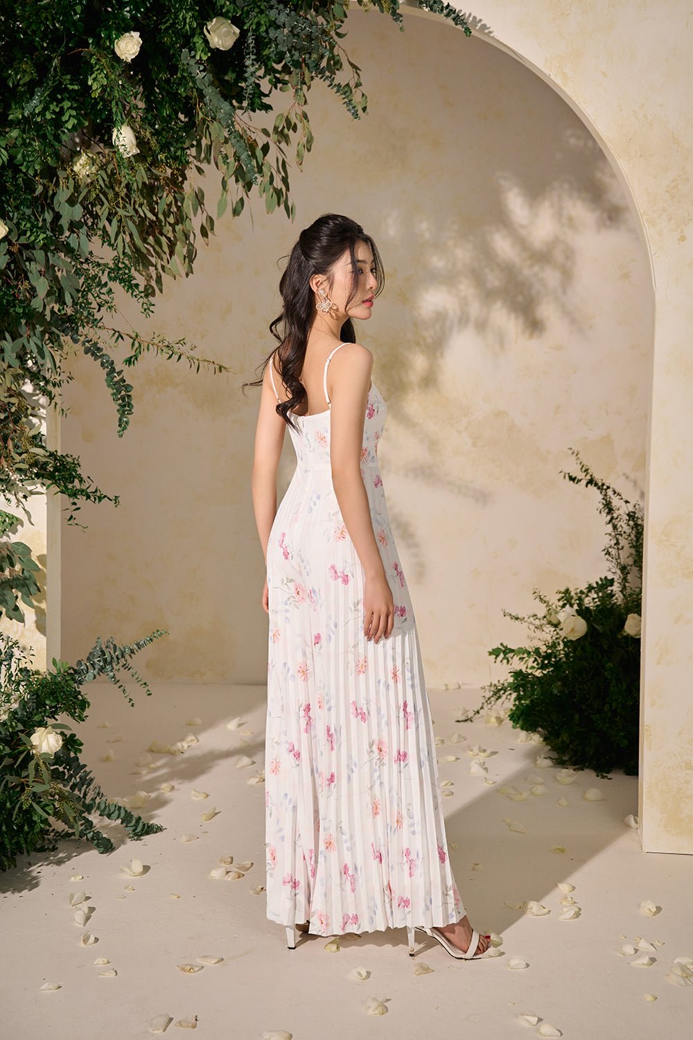 Sabine Sweetheart Pleated Jumpsuit in Floral