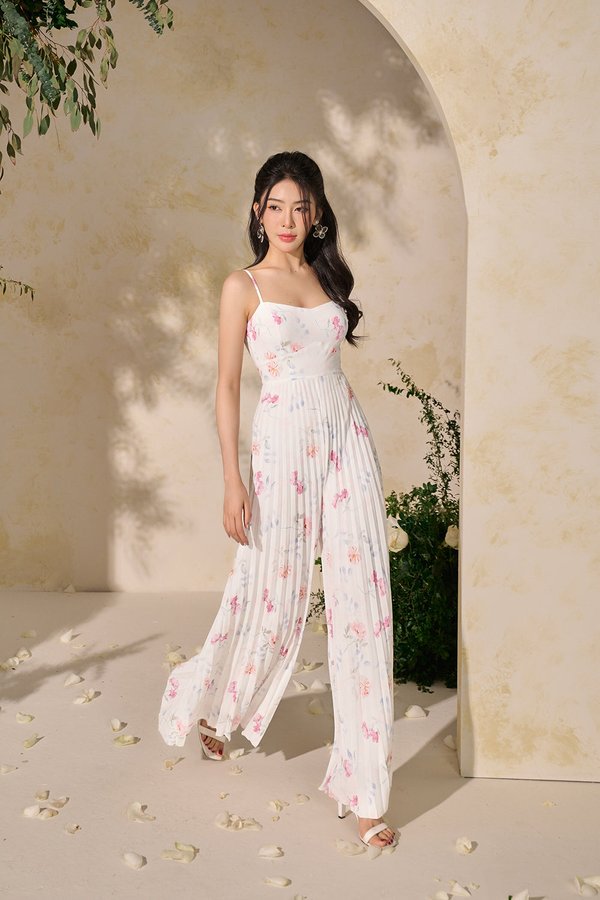Sabine Sweetheart Pleated Jumpsuit in Floral